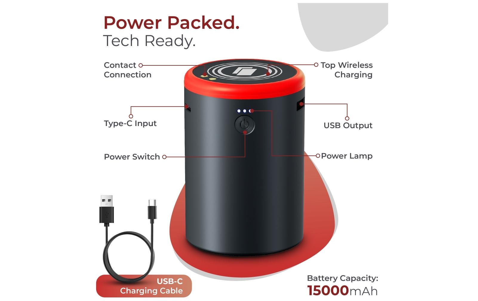 Caliber Akku und Powerbank CPS-PB150, 15000 mAh Schwarz Caliber Akku und Powerbank CPS-PB150, 15000 mAh Schwarz