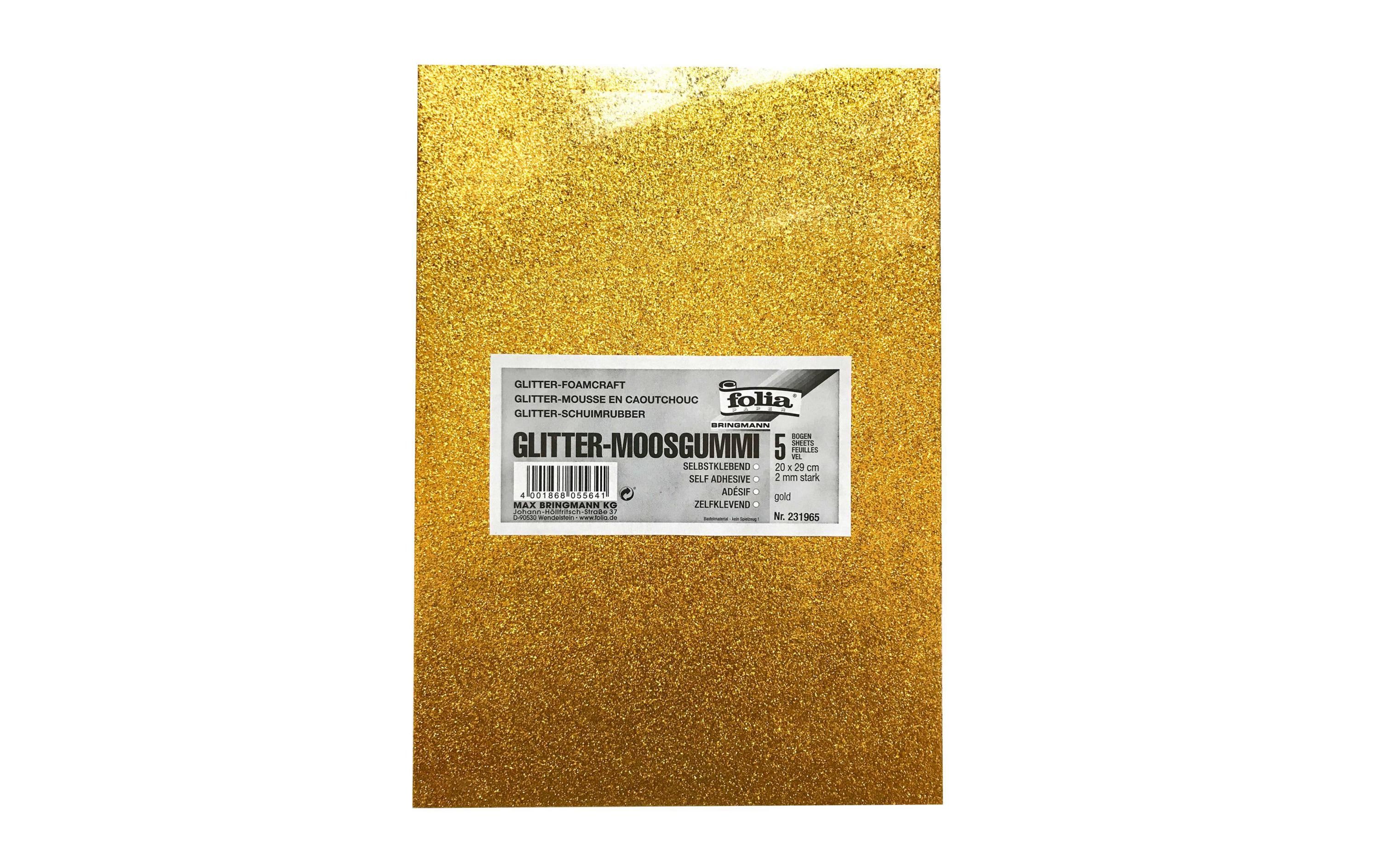 Folia Moosgummi-Set Glitter 5 Stück, Gold Folia Moosgummi-Set Glitter 5 Stück, Gold