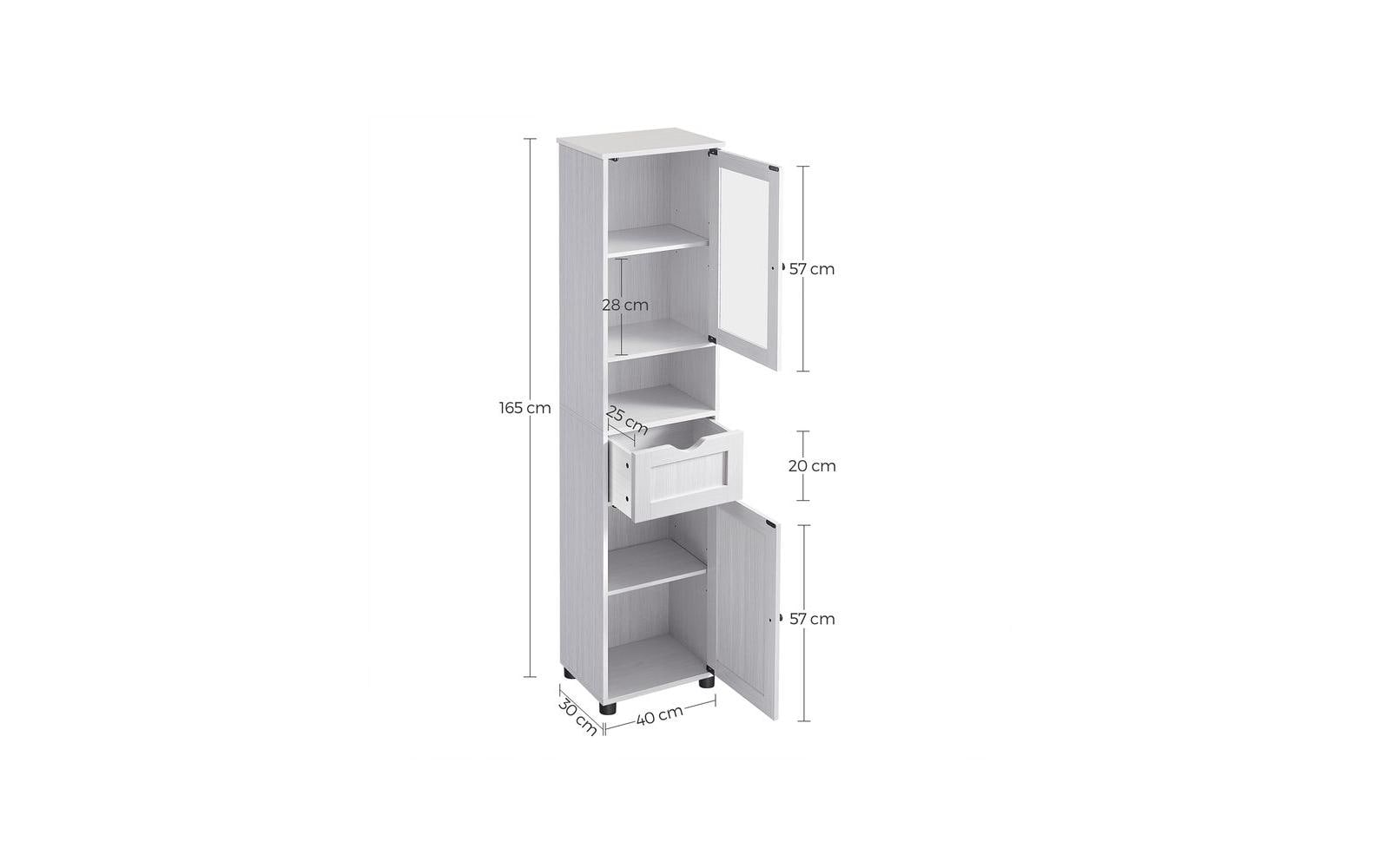 VASAGLE Vitrine Landhausstil 40 x 165 cm, Weiss