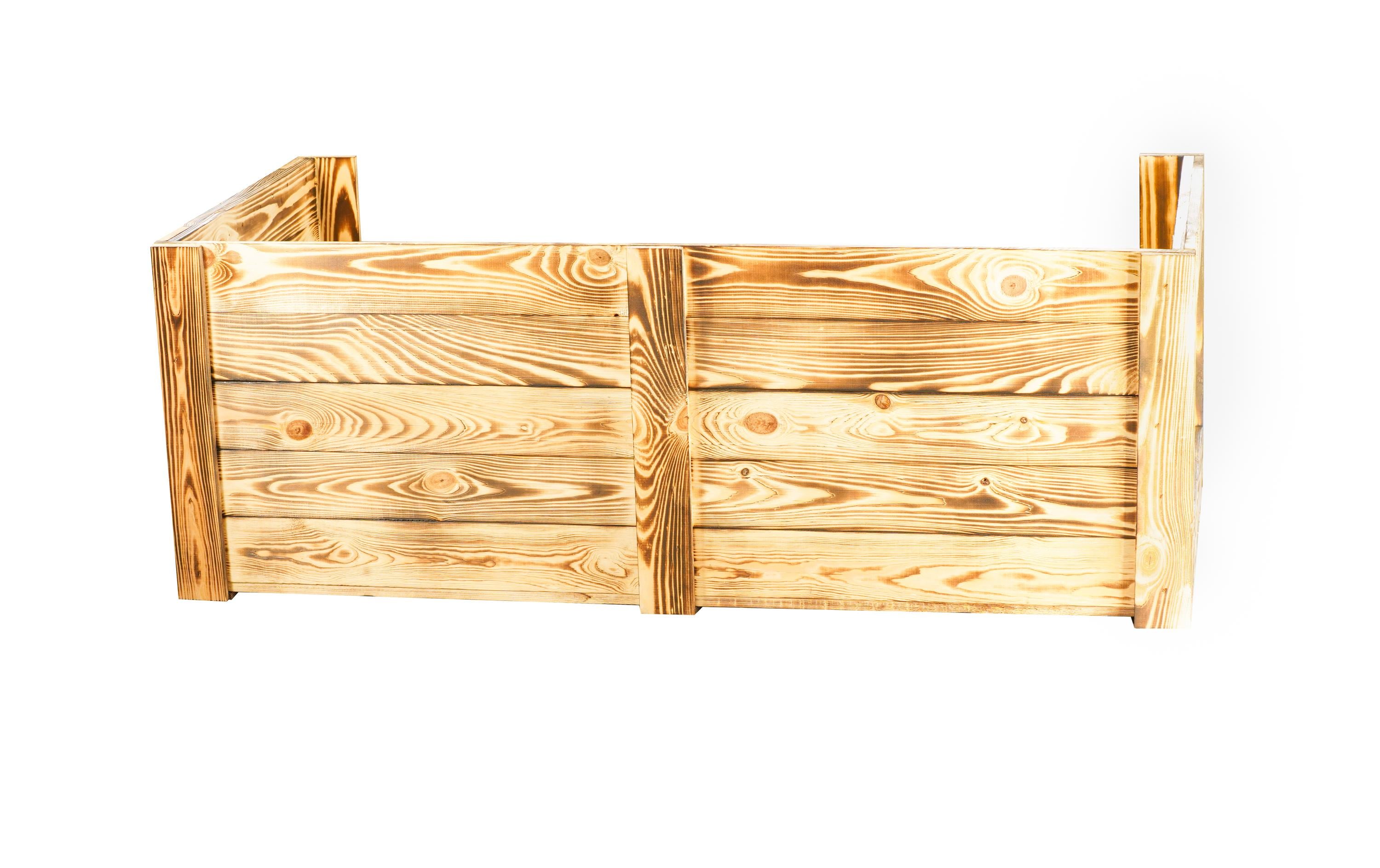 Holz Zollhaus Hunde-Sofa Vintage geflammt XXL, 115 x 55 x 42 cm