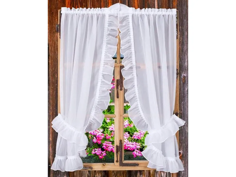 Casa Leon Tagvorhang Vitrage Volants 95 cm x 130 cm, Weiss Casa Leon Tagvorhang Vitrage Volants 95 cm x 130 cm, Weiss