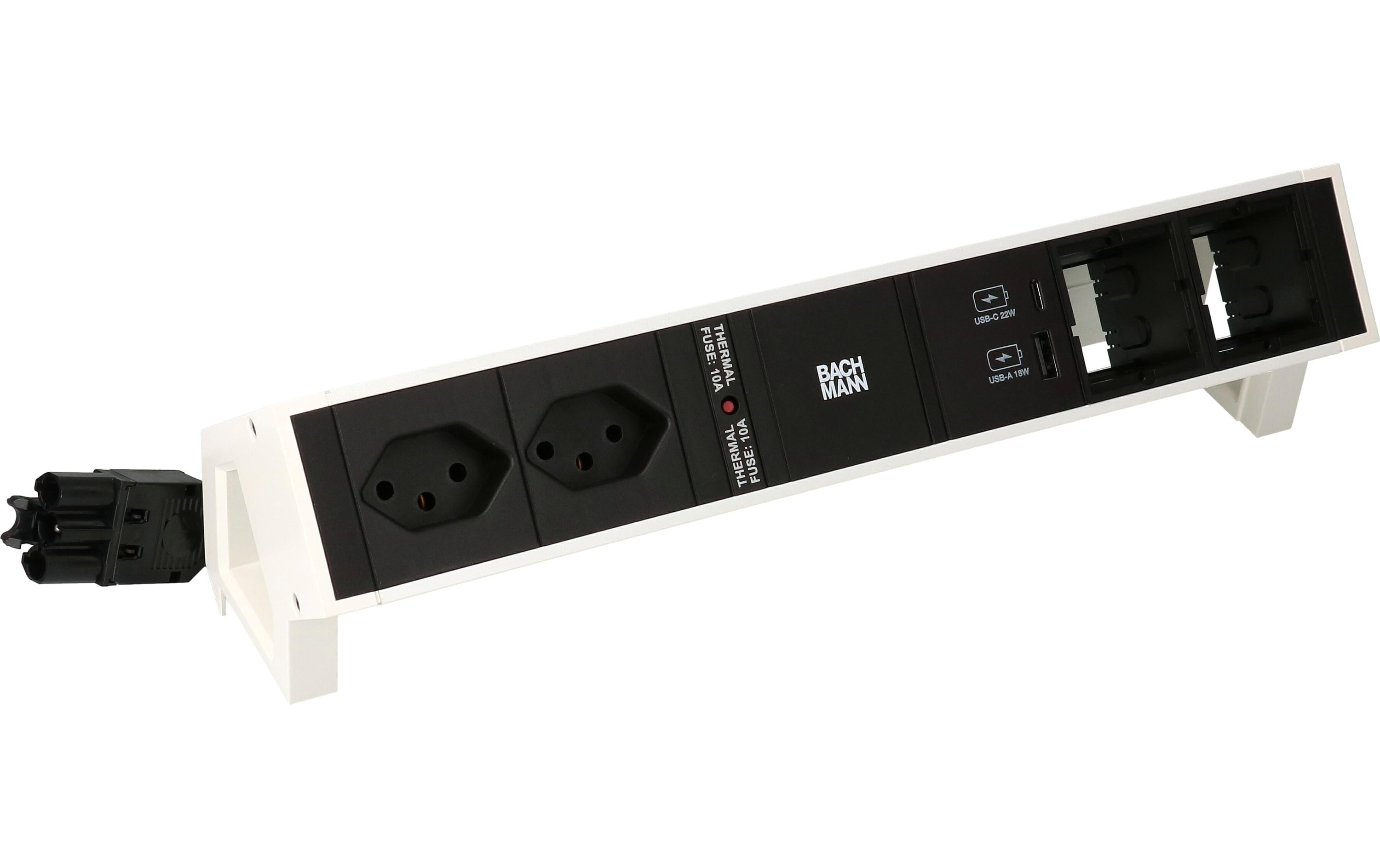 Bachmann Tischsteckdosenleiste DESK 2, 2x T13, 1x USB A/C, 2x Custom