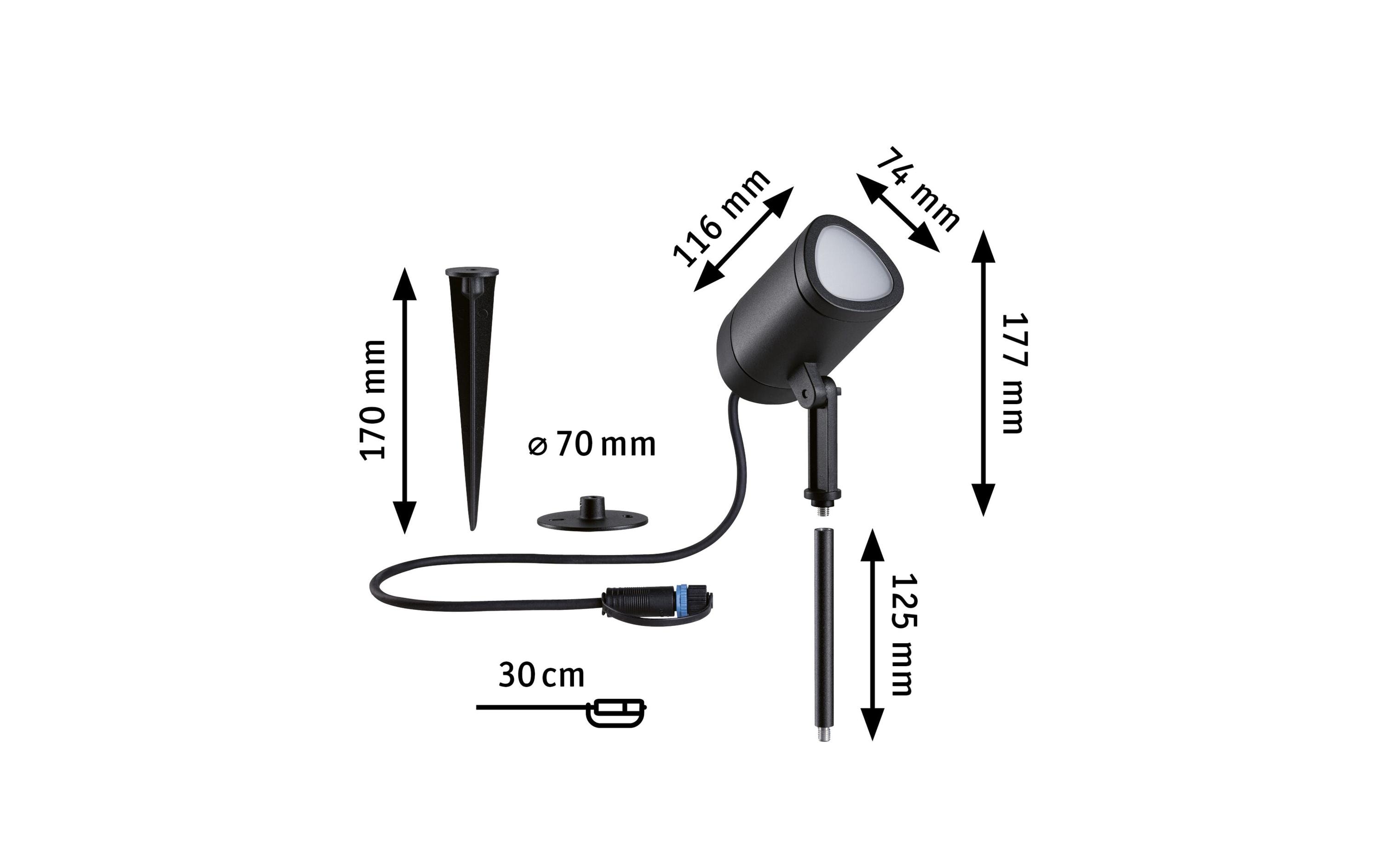 Paulmann Outdoor Gartenspot Plug & Shine Shira, RGBW, 6.5W, Anthrazit