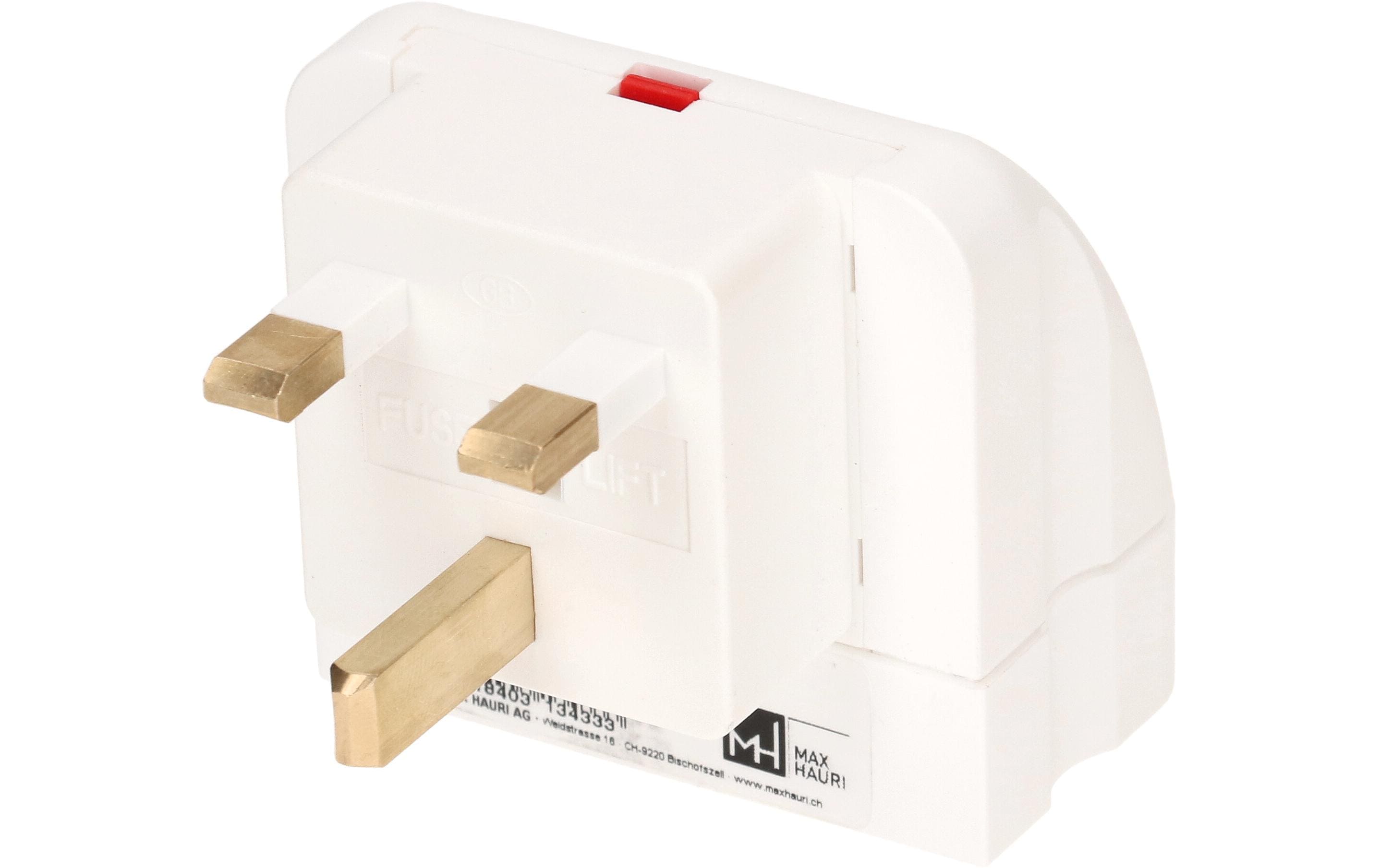 Max Hauri Reiseadapter Grossbritannien / Typ 13, 3-polig, Weiss