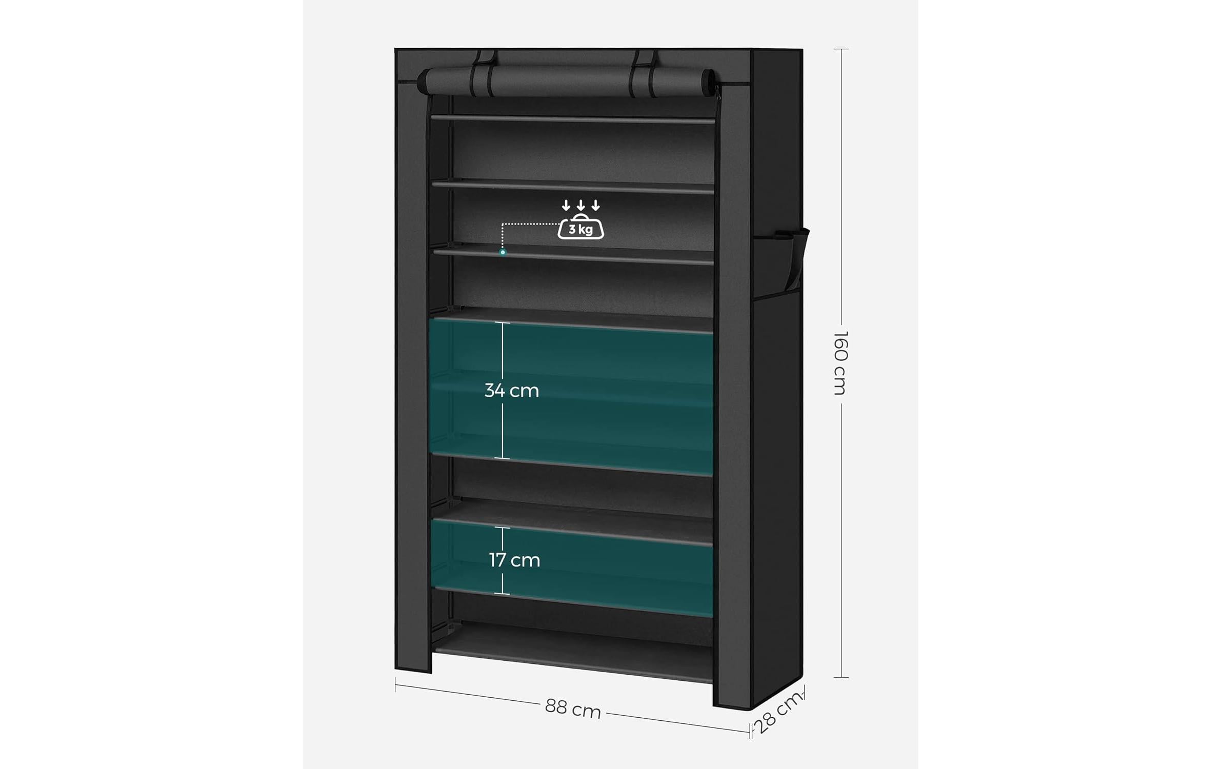 Songmics Schuhregal 85 x 28 x 162 cm, Schwarz