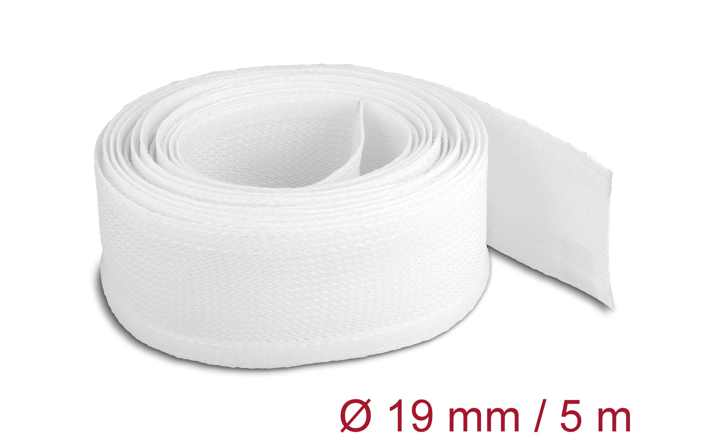 Delock Geflechtschlauch mit Klettverschluss 5 m x 19 mm Weiss Delock Geflechtschlauch mit Klettverschluss 5 m x 19 mm Weiss