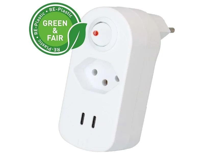 Max Hauri Mehrfachstecker Adapt 1x Typ 13, 2x USB-C, 20 W