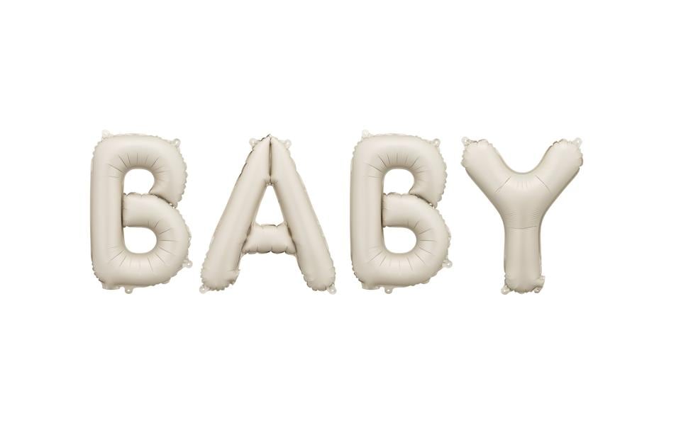 Partydeco Folienballon Baby, Beige, 90 x 35 cm, 1 Stück