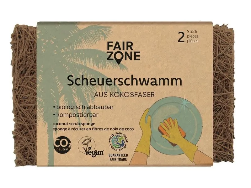 Fair Zone Schwamm aus Kokosfasern 2 Stück Fair Zone Schwamm aus Kokosfasern 2 Stück