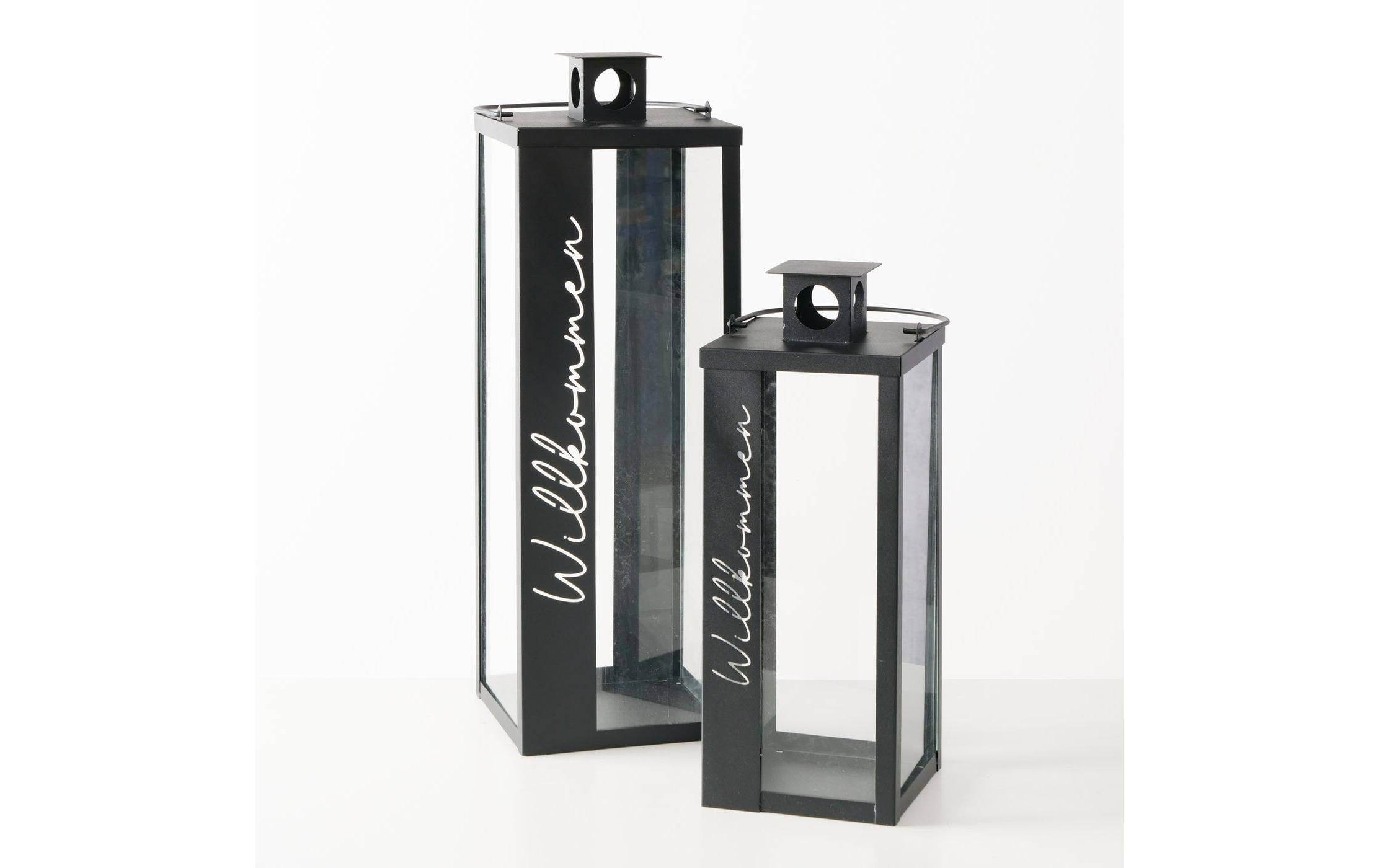 Boltze Laterne Halifax 2-teilig, Schwarz/Transparent