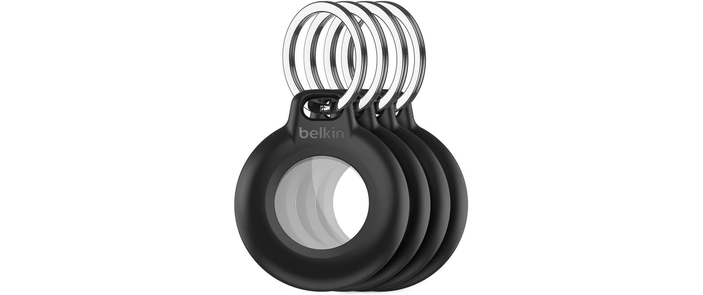 Belkin Secure Holder für Apple AirTag wasserfest, 4er Pack, Schwarz