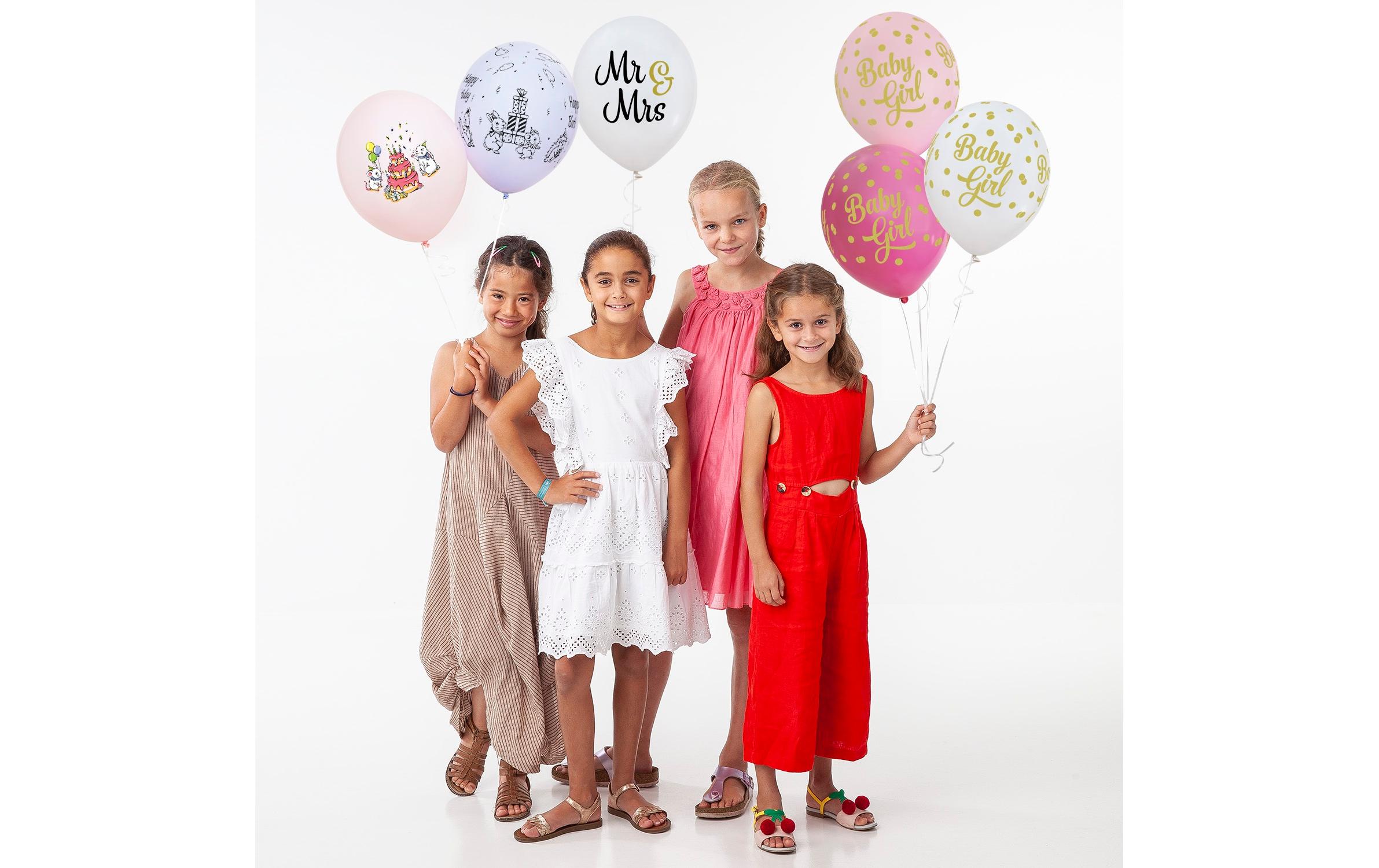 Belbal Luftballon Baby Girl Dots Rosa/Weiss, Ø 30 cm, 50 Stück