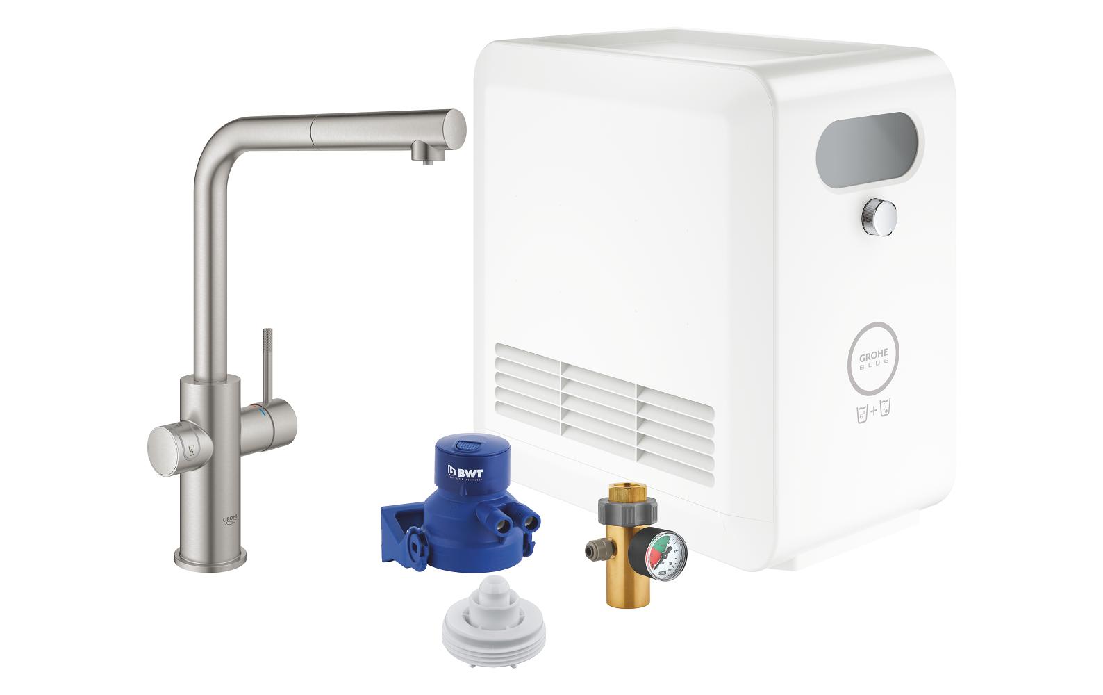 GROHE Küchenarmatur Blue Professional L-Auslauf Set Supersteel GROHE Küchenarmatur Blue Professional L-Auslauf Set Supersteel