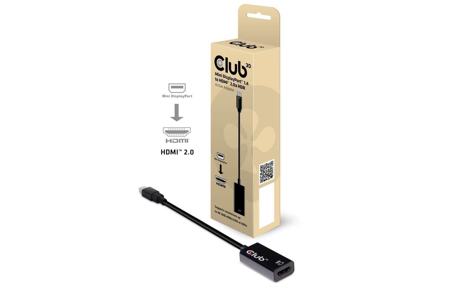 Club 3D Adapter Mini DP 1.4 - HDMI 2.0 HDR, 4K aktiv