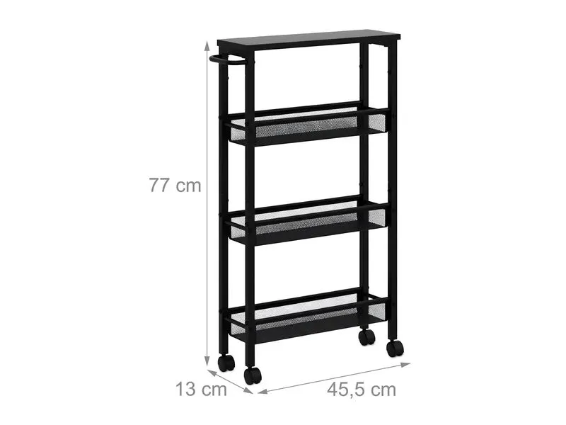relaxdays Nischenwagen 77 x 13 x 45.5 cm Schwarz relaxdays Nischenwagen 77 x 13 x 45.5 cm Schwarz