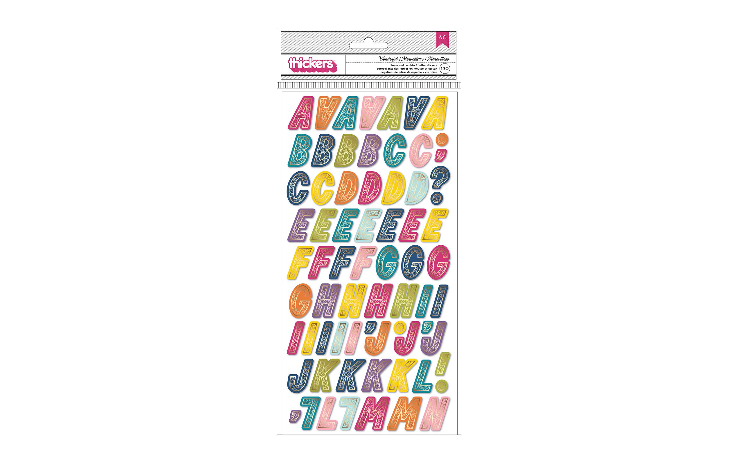 American Crafts 3D-Sticker Alphabet 130 Stück