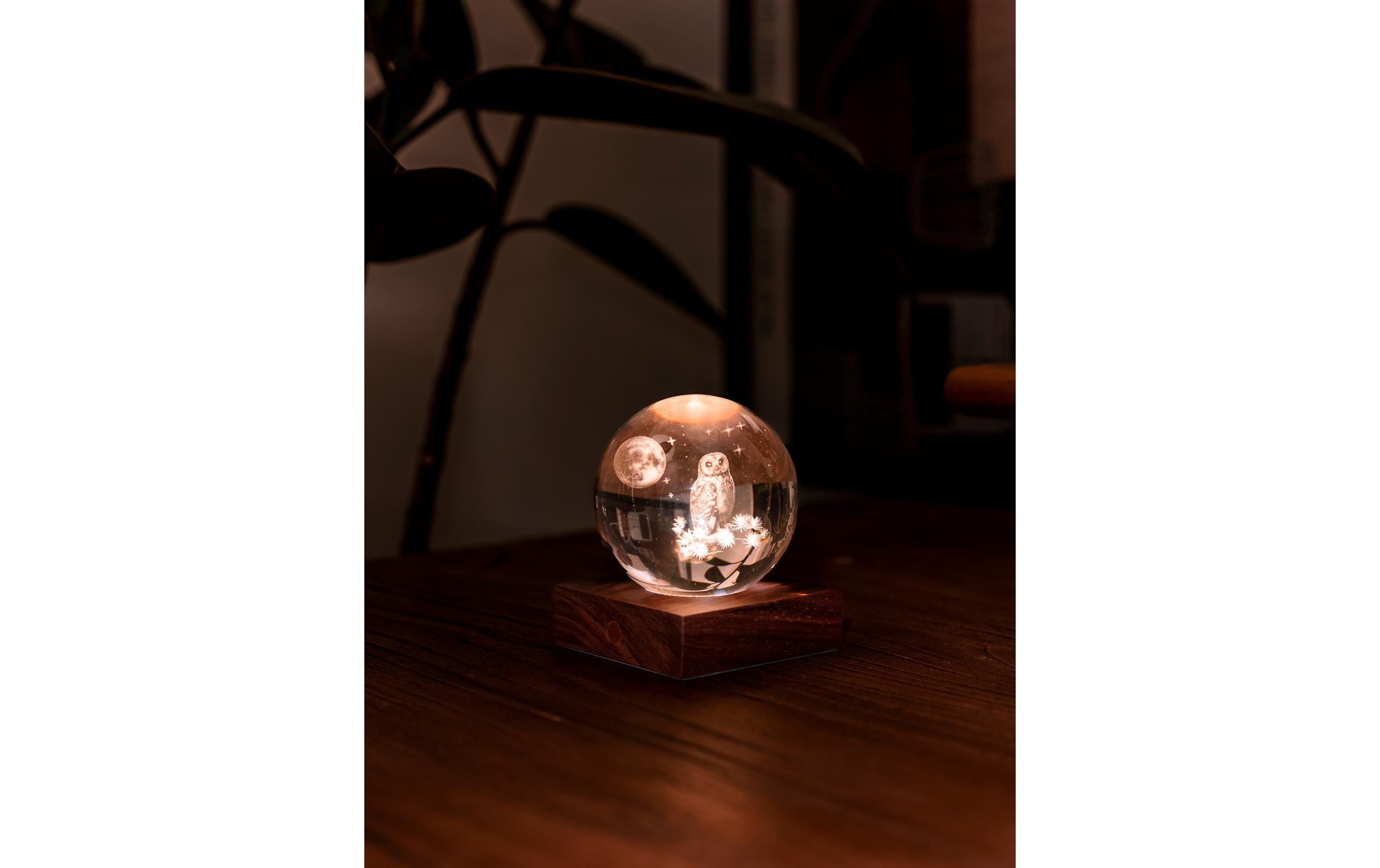 Gingko LED Stimmungslicht Amber Eule Braun/Transparent