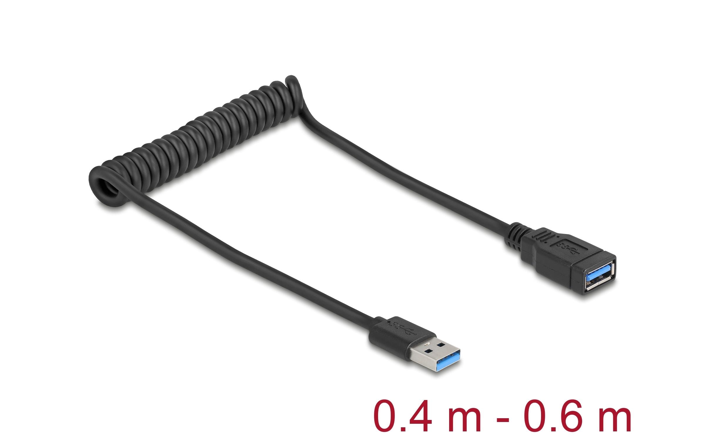 Delock USB 2.0-Spiralkabel EASY-USB USB A - USB A 0.6 m