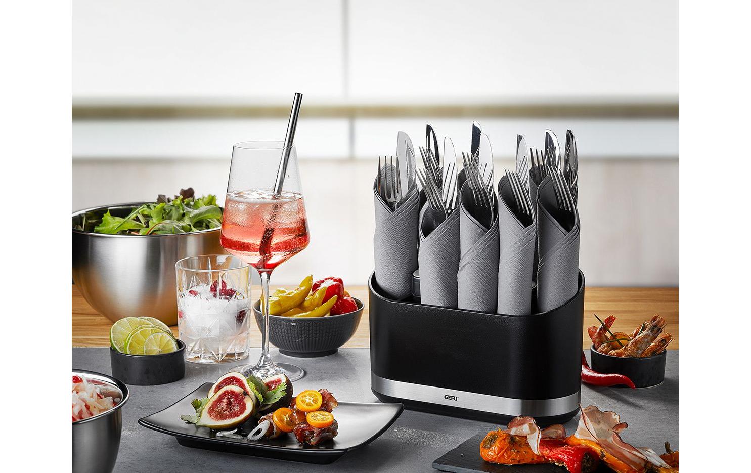 GEFU Küchenutensilienhalter Smartline Schwarz/Silber