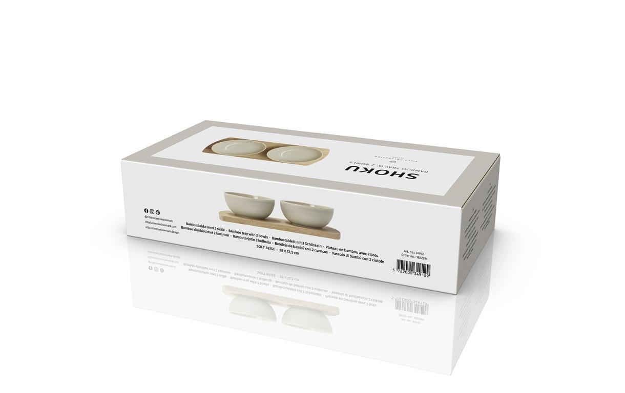 Villa Collection Bambus Tablett mit 2 Schälchen Shoku Beige