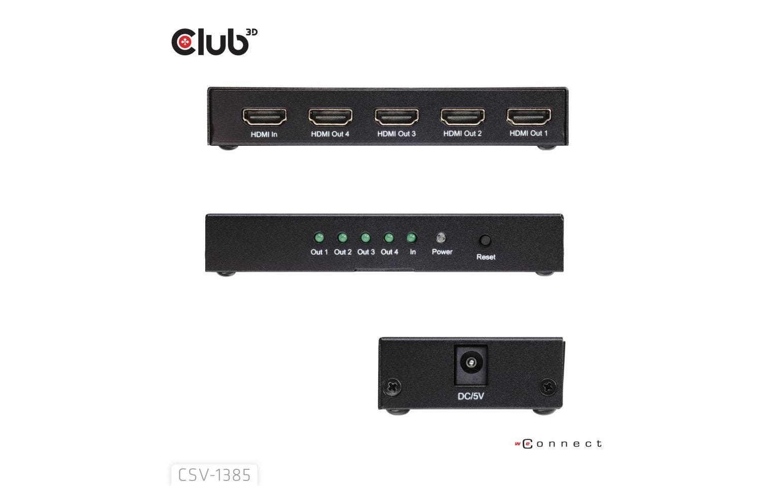 Club 3D 4-Port Signalsplitter CSV-1385 Club 3D 4-Port Signalsplitter CSV-1385