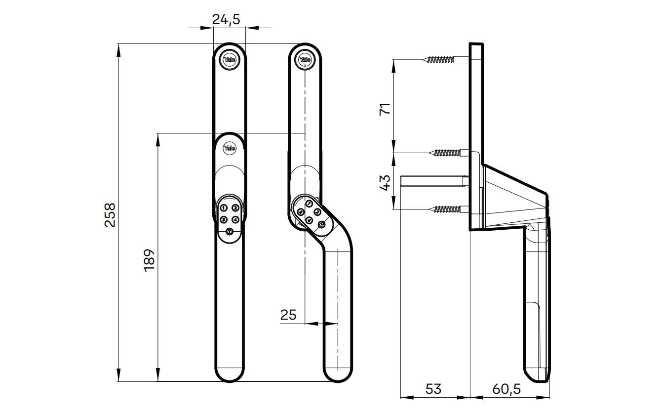 ASSA ABLOY Schloss Code Handle Fenster, Satinchrom ASSA ABLOY Schloss Code Handle Fenster, Satinchrom