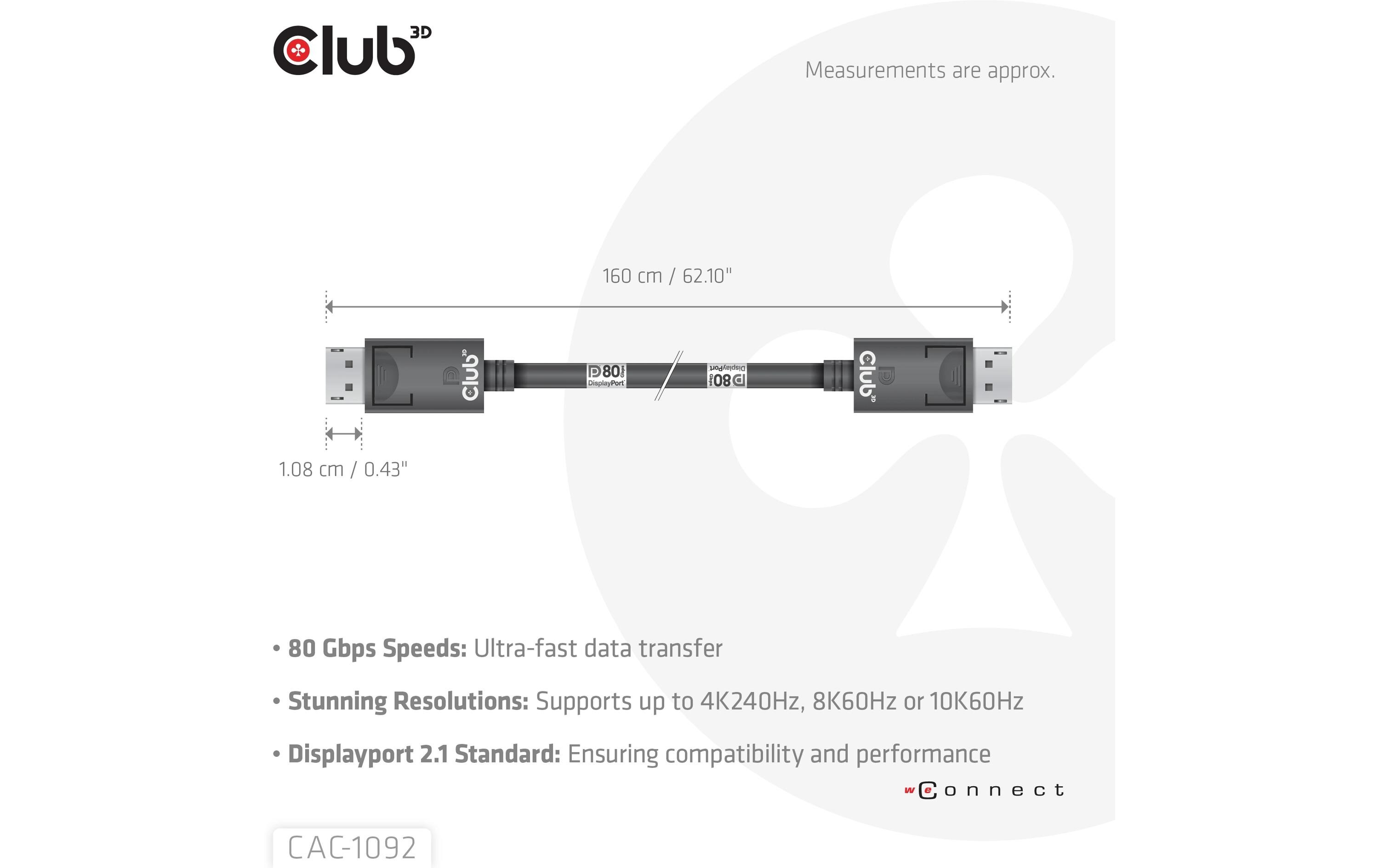 Club 3D Kabel CAC-1092 DisplayPort - DisplayPort, 1.6 m