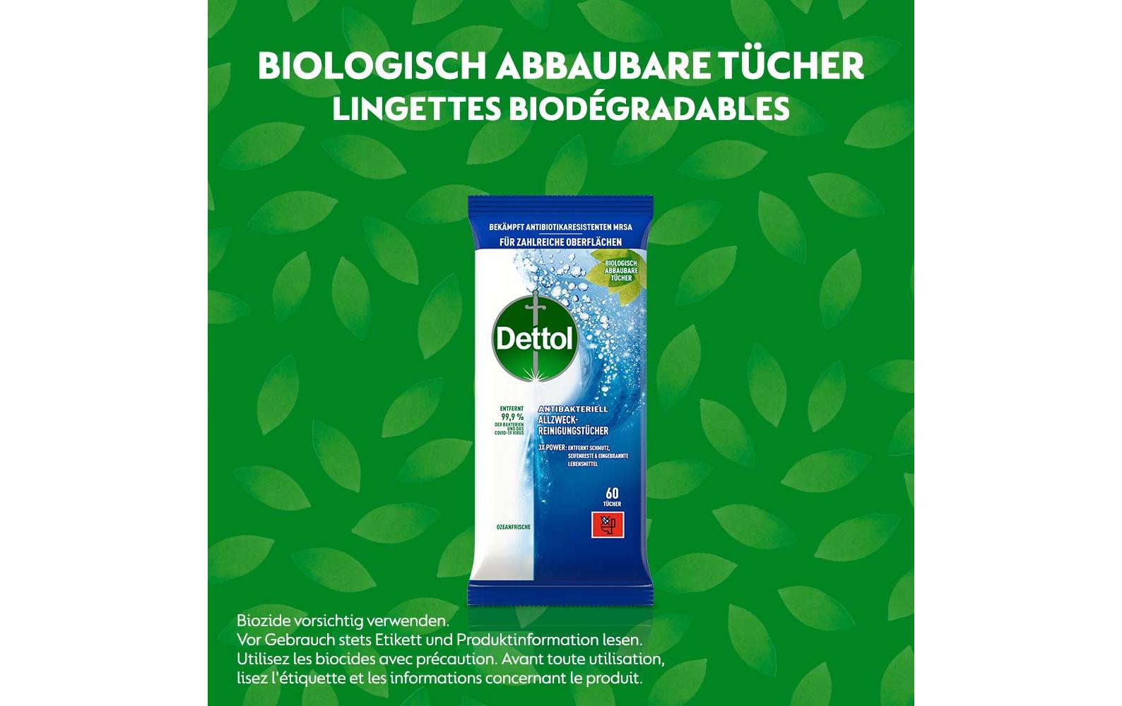 Dettol Allzweck-Reinigungstücher Ozeanfrische 60 Stück Dettol Allzweck-Reinigungstücher Ozeanfrische 60 Stück