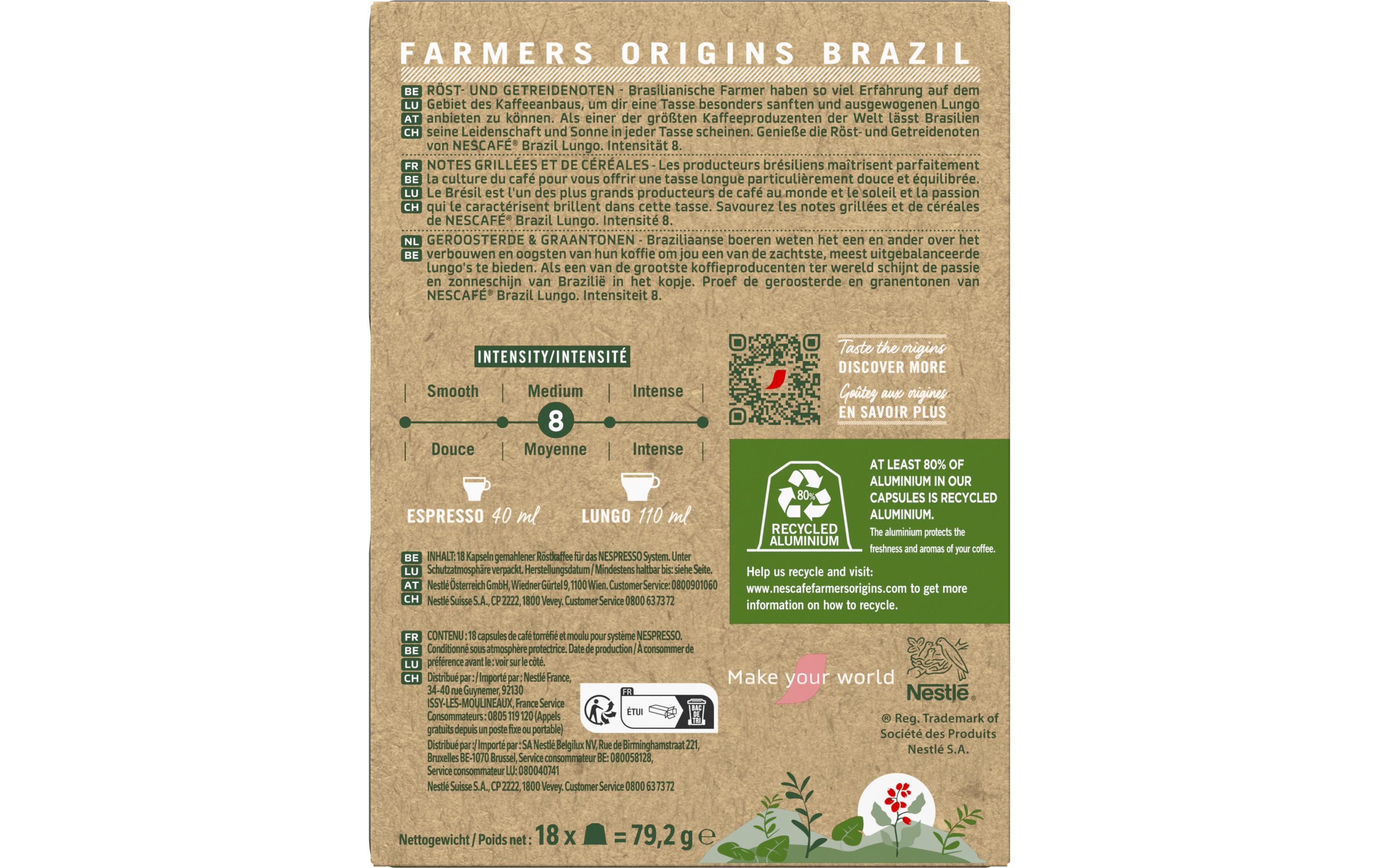Nescafé Kaffeekapseln Farmers Origins Brazil 18 Stück