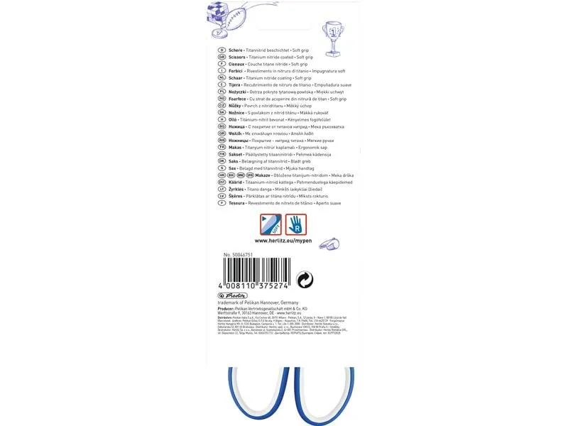 Herlitz Schere Rechtshänder Blau/Weiss Herlitz Schere Rechtshänder Blau/Weiss