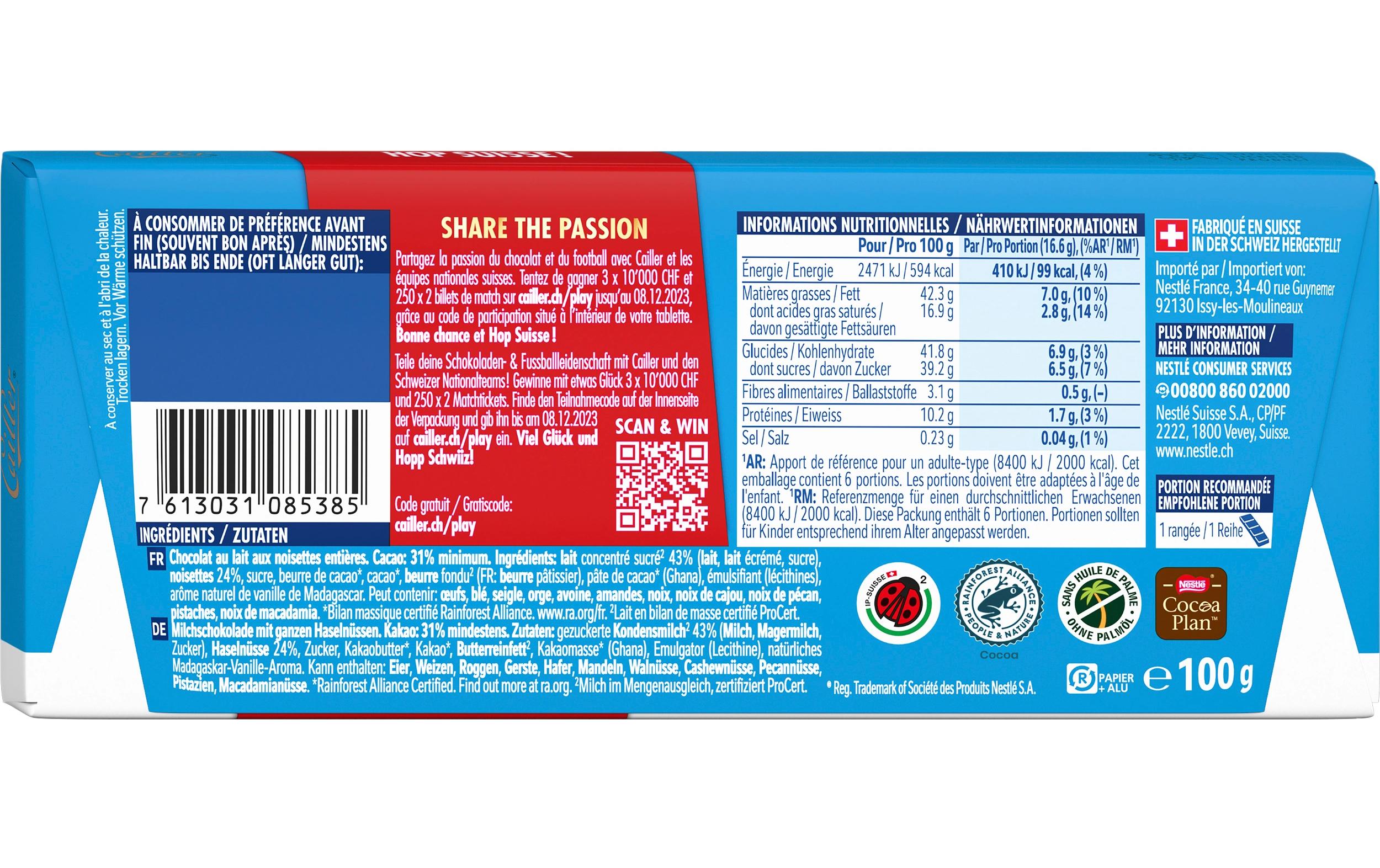 Cailler Tafelschokolade Mix 5 x 100 g