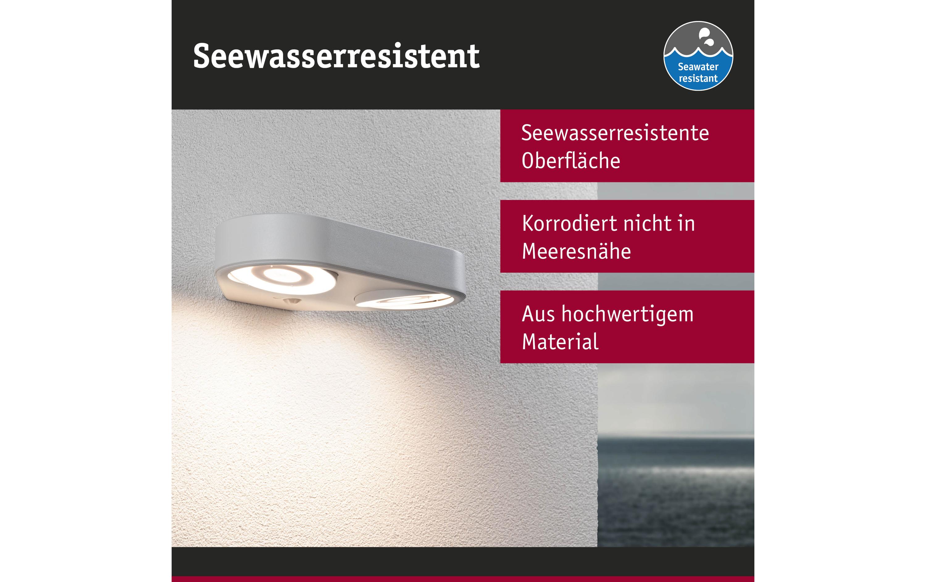 Paulmann LED Aussenwandleuchte Silma Bewegungsmelder Weiss