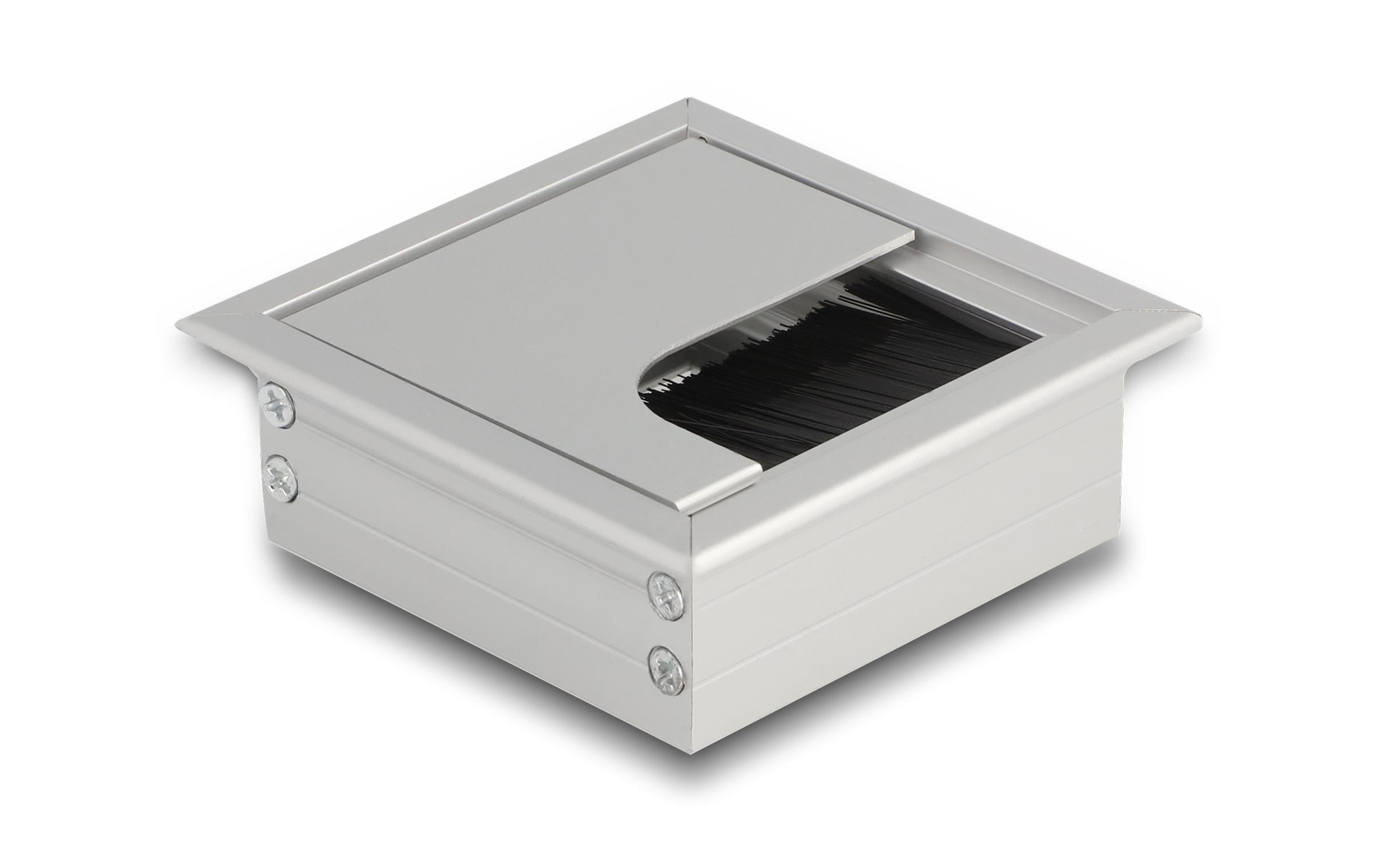 Delock Einbaurahmen für Tisch mit Bürste 80x80x28mm, Silber