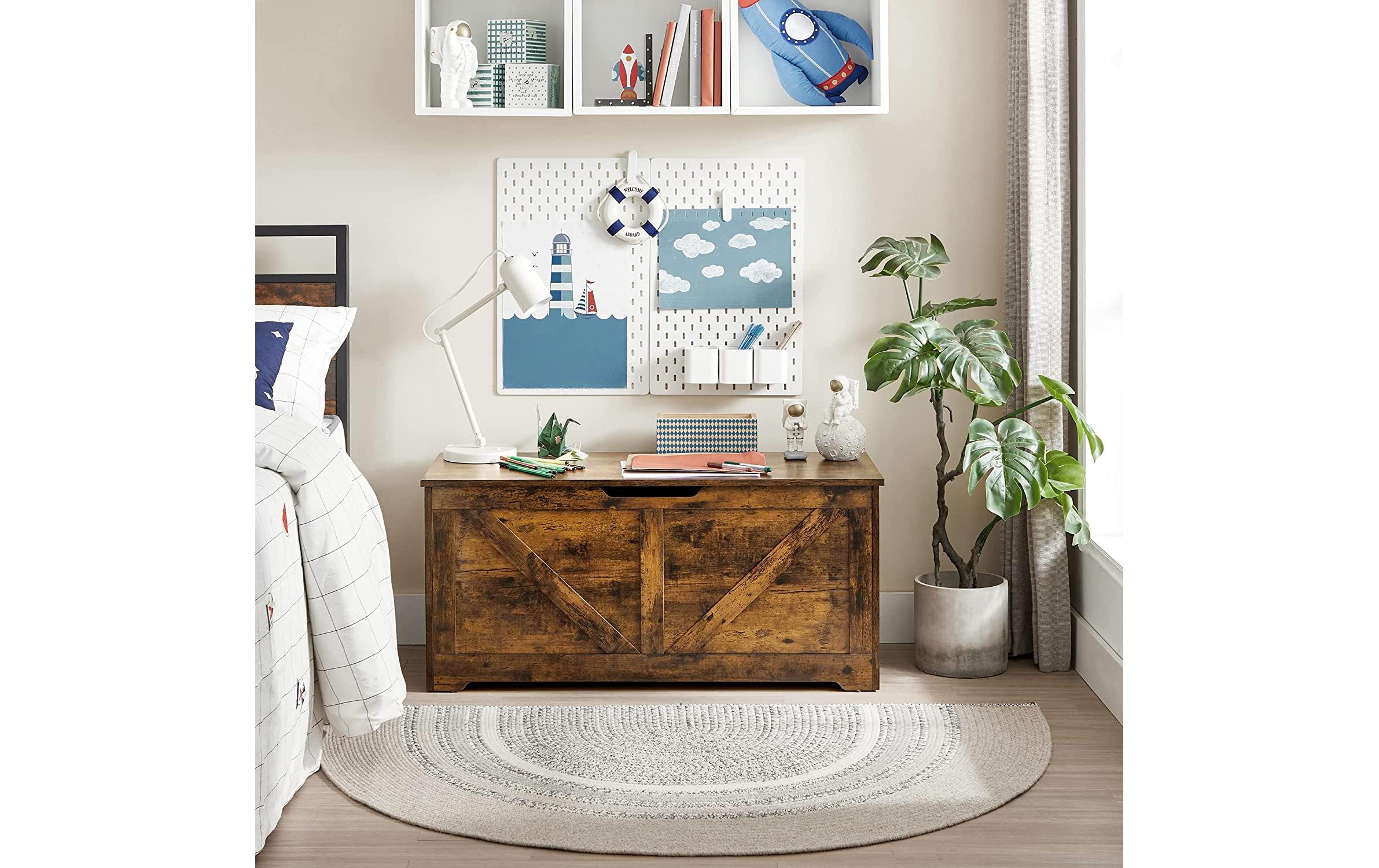 VASAGLE Sitztruhe 100 x 40 x 46 cm, Vintagebraun