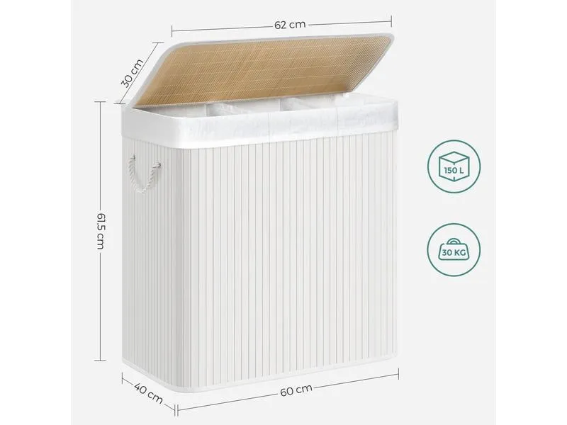 Songmics Wäschekorb mit Deckel 150 l, Weiss Songmics Wäschekorb mit Deckel 150 l, Weiss