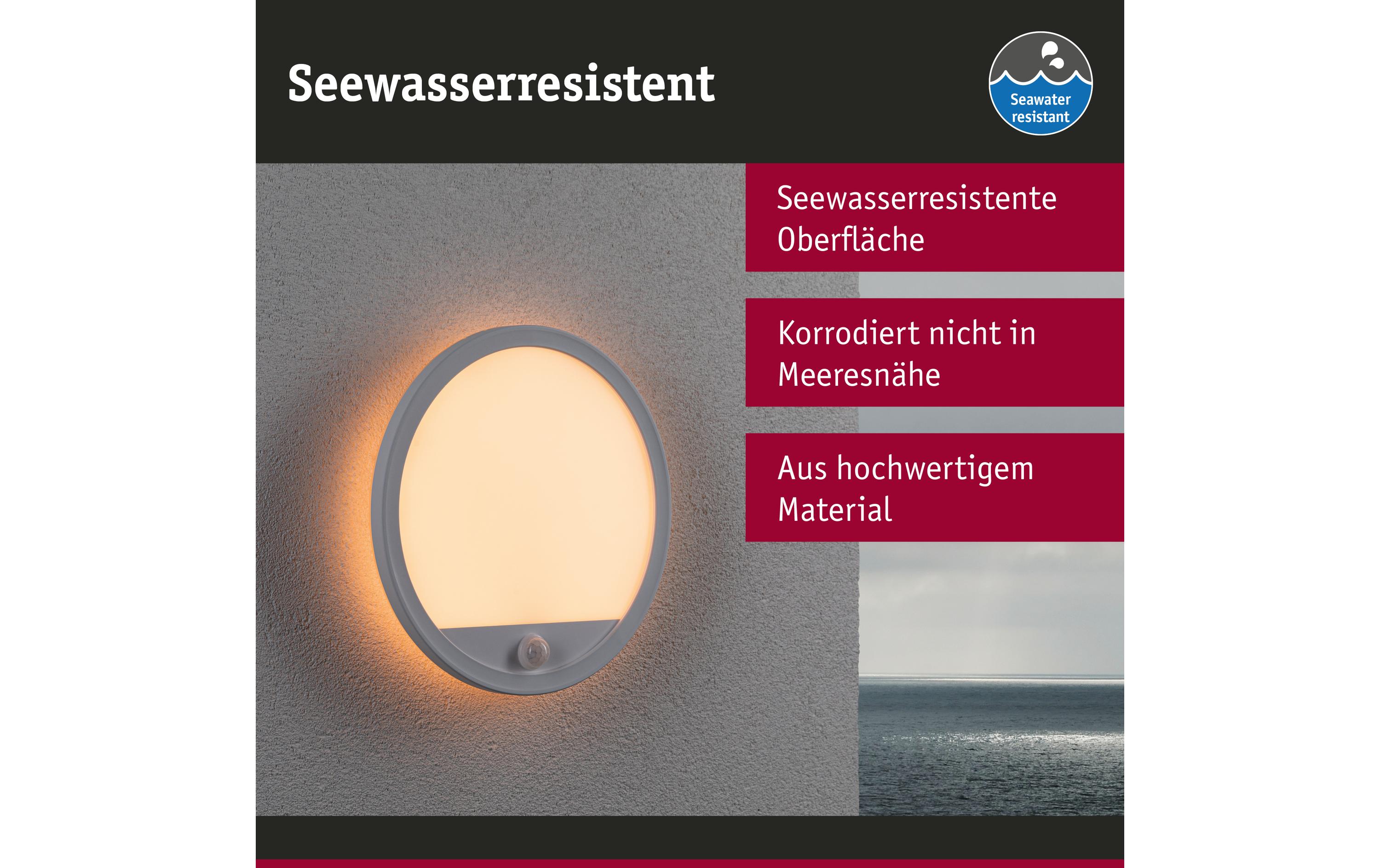 Paulmann Wandleuchte Lamina, Rund, 14W, 2200-3000K, PIR, Weiss