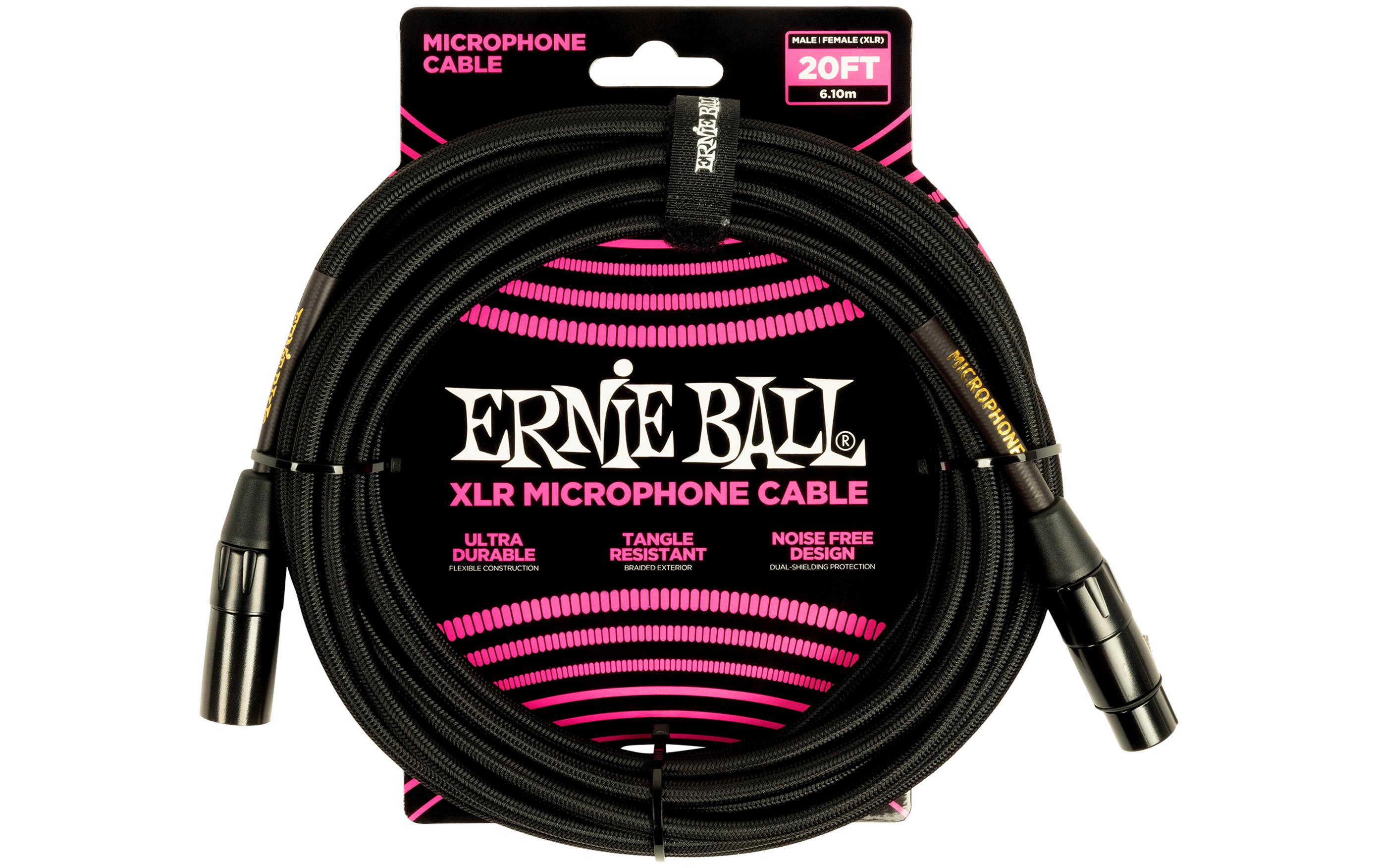 Ernie Ball XLR-Kabel XLRm-XLRf 6.1 m, Schwarz Ernie Ball XLR-Kabel XLRm-XLRf 6.1 m, Schwarz