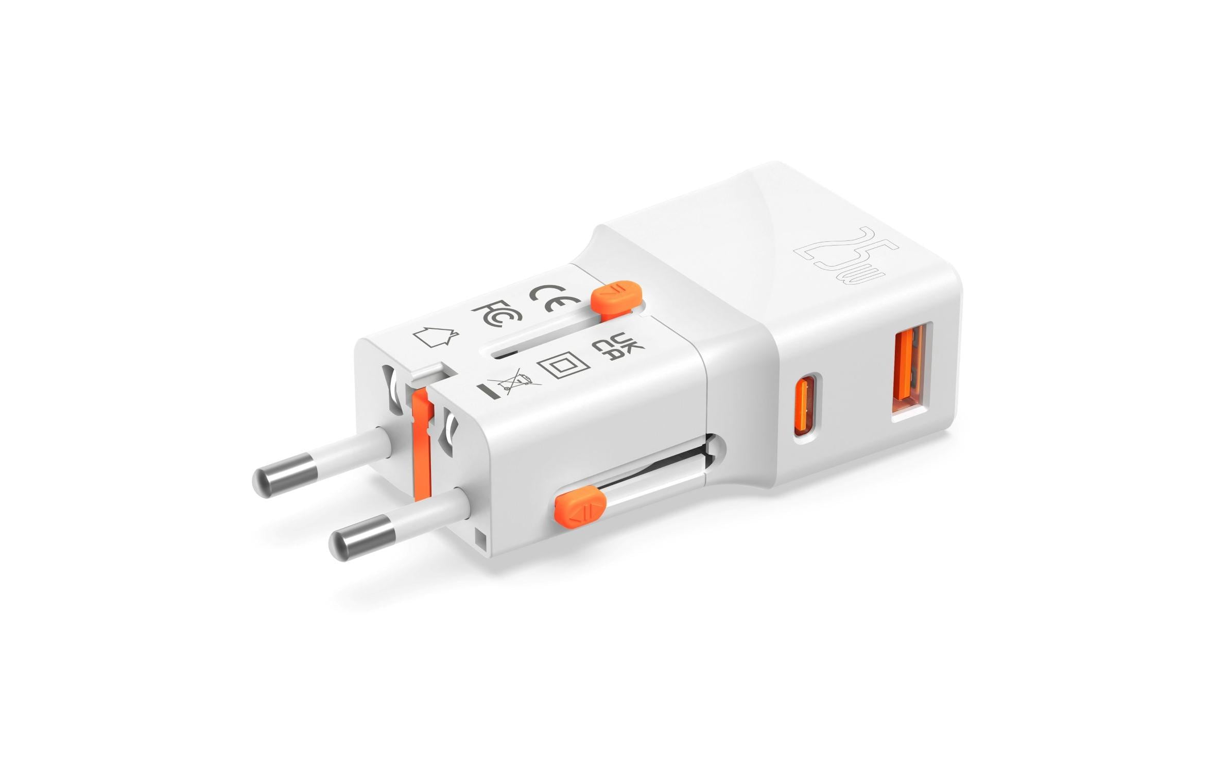 4smarts Weltreiseadapter Nomad Pocket 25W 1C+1A, Weiss