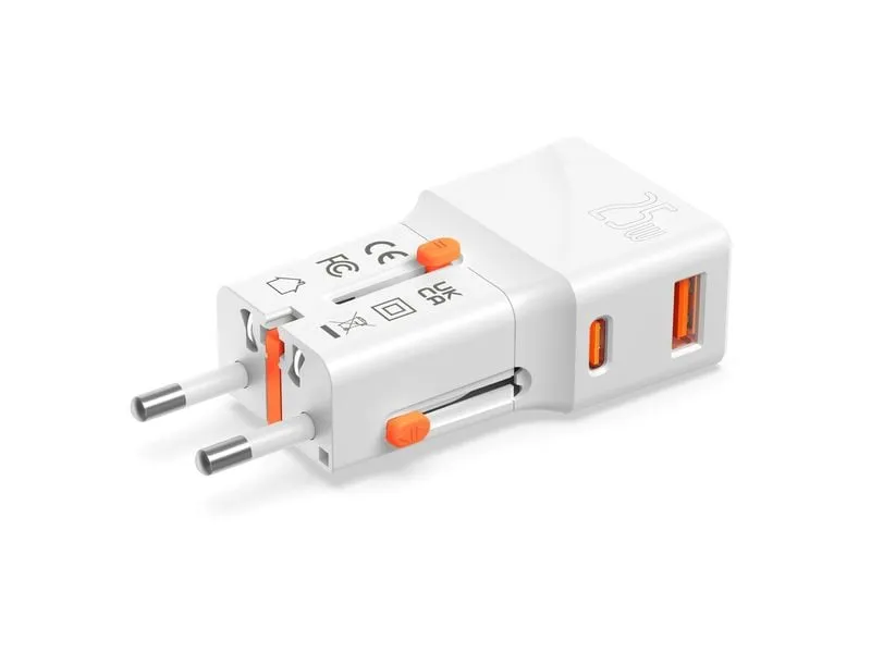 4smarts Weltreiseadapter Nomad Pocket 25W 1C+1A, Weiss