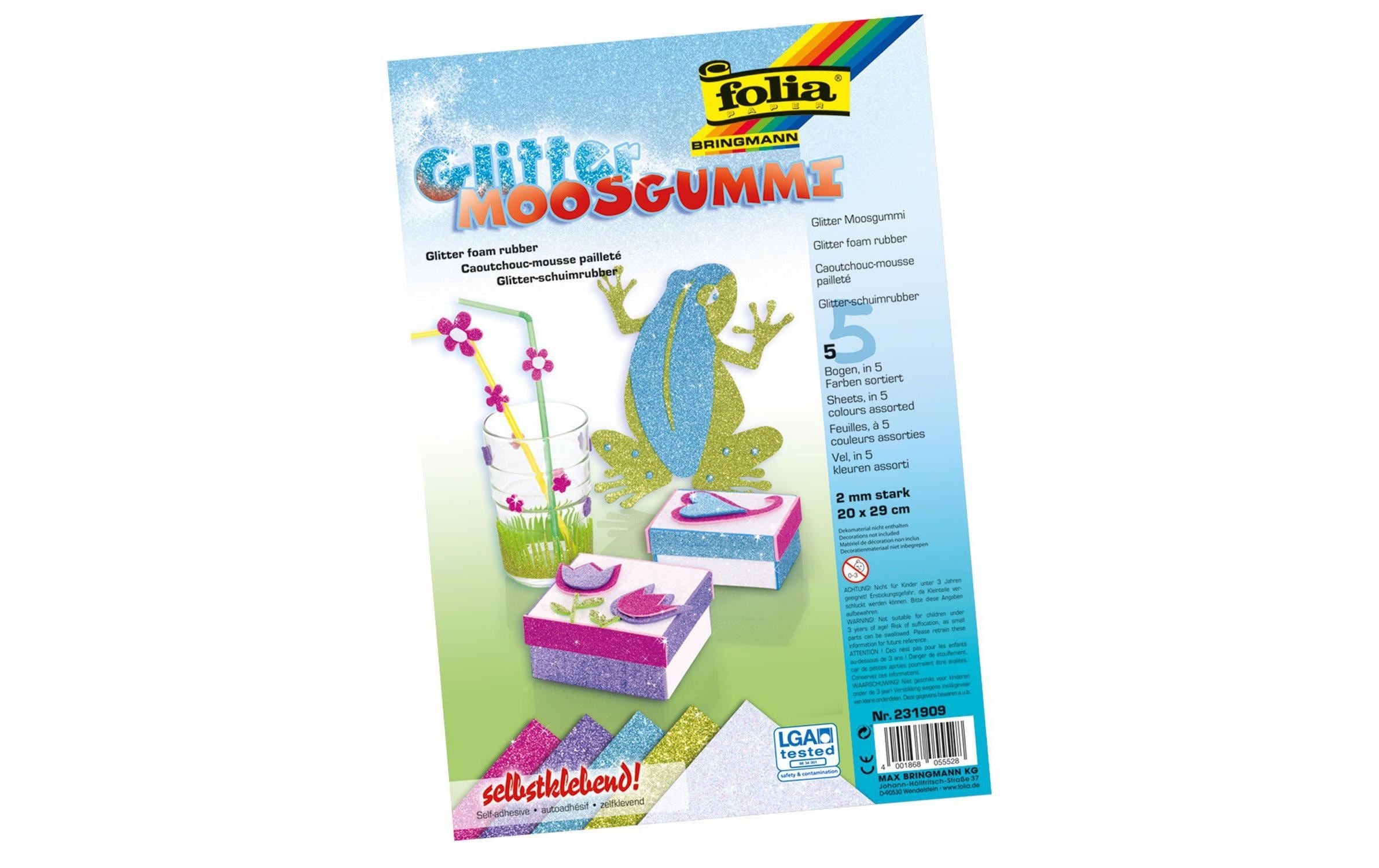 Folia Moosgummi-Set Glitter selbstklebend, 5 Stück