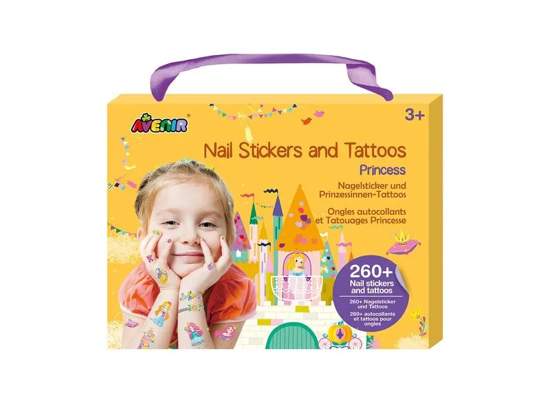 AVENIR Nagelset Sticker und Tattoos Prinzessin Motiv
