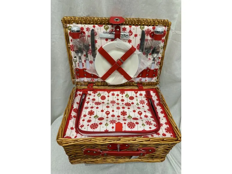Dameco Picknickkorb für 2 Personen 13-teilig, Rot/Braun Dameco Picknickkorb für 2 Personen 13-teilig, Rot/Braun