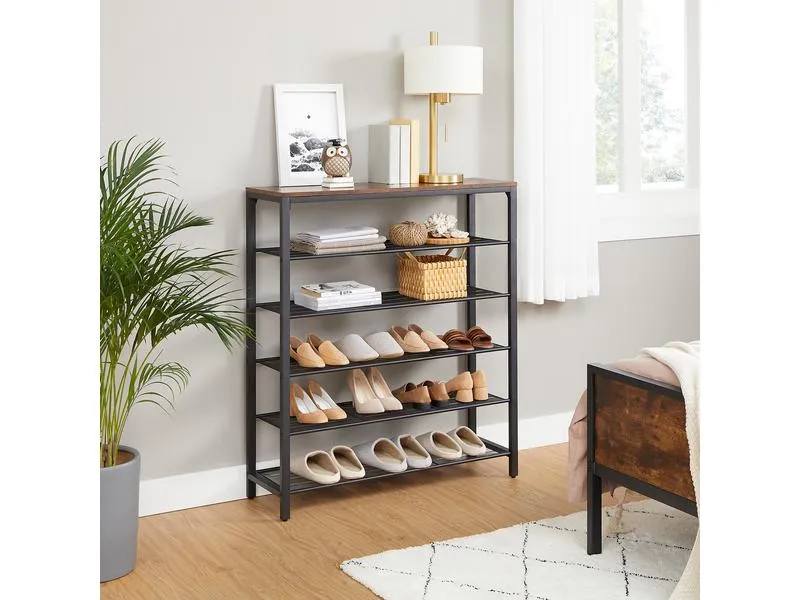VASAGLE Schuhregal mit 5 Ablagen 100 x 110 cm, Braun/Schwarz VASAGLE Schuhregal mit 5 Ablagen 100 x 110 cm, Braun/Schwarz