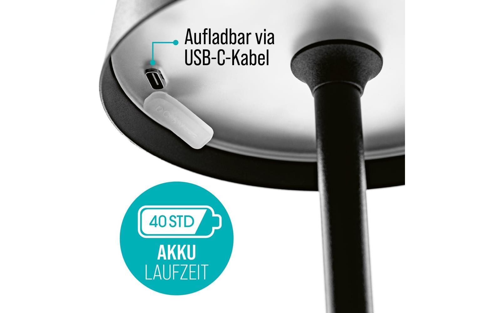 EASYmaxx Tischleuchte mit USB-Anschluss Schwarz