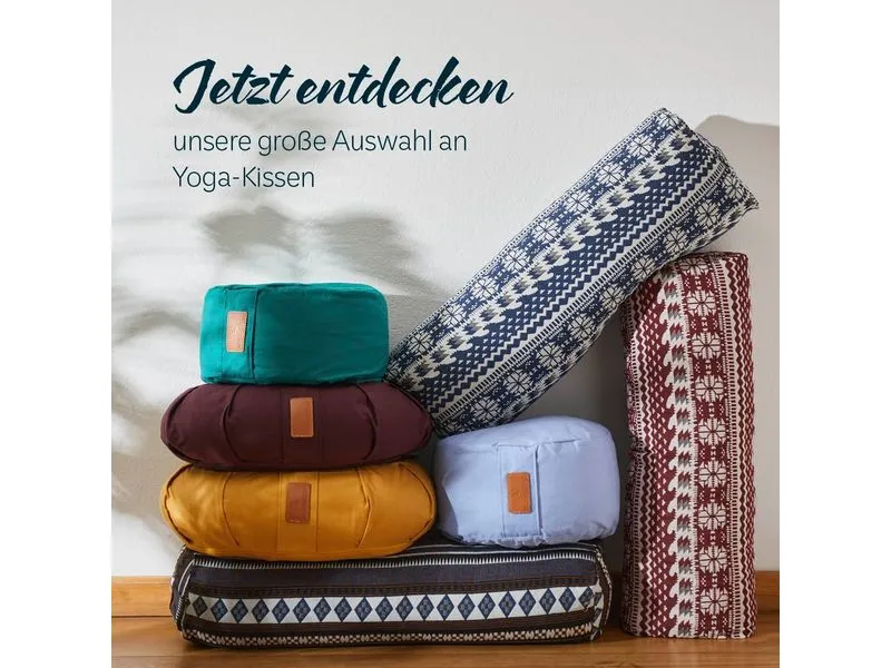 DoYourYoga Yoga-Bolster Tarik, Dinkelspelz, Mehrfarbig/Blau