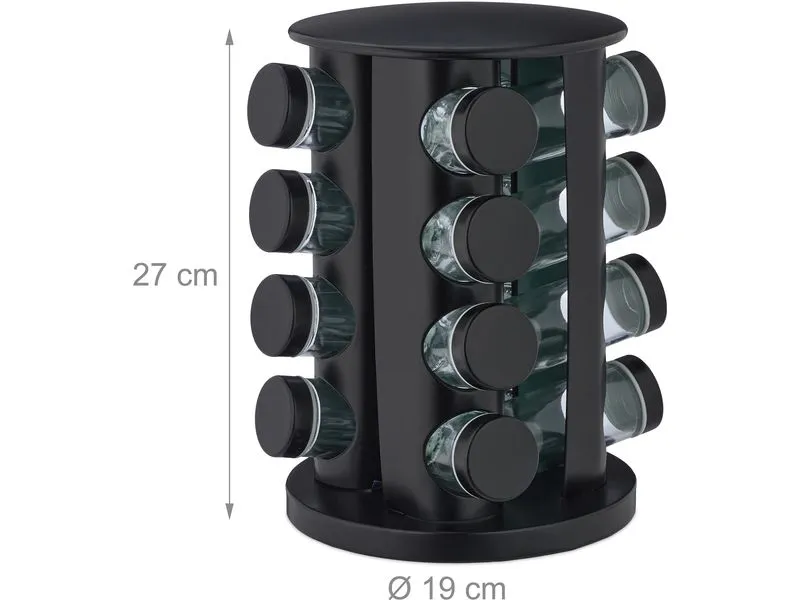 relaxdays Gewürzkarussell 16er Set Schwarz/Transparent relaxdays Gewürzkarussell 16er Set Schwarz/Transparent