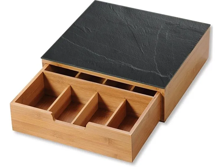 Kesper Tee-Aufbewahrungsbox Bambus, Glas, 1-tlg.