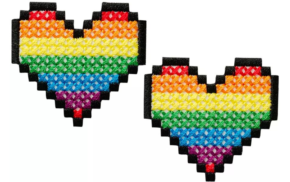 Mono-Quick Aufbügelbild Midi Pixel Herzen 2 Stück Mono-Quick Aufbügelbild Midi Pixel Herzen 2 Stück