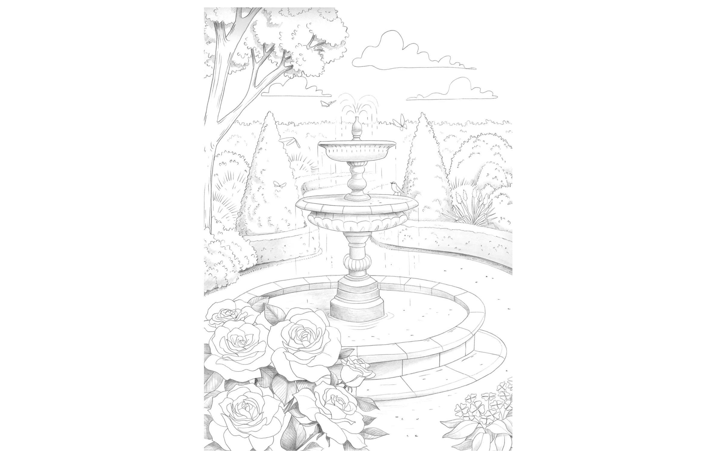 Clairefontaine Malblock Gärten A4, 20 Blatt, 6 Motive