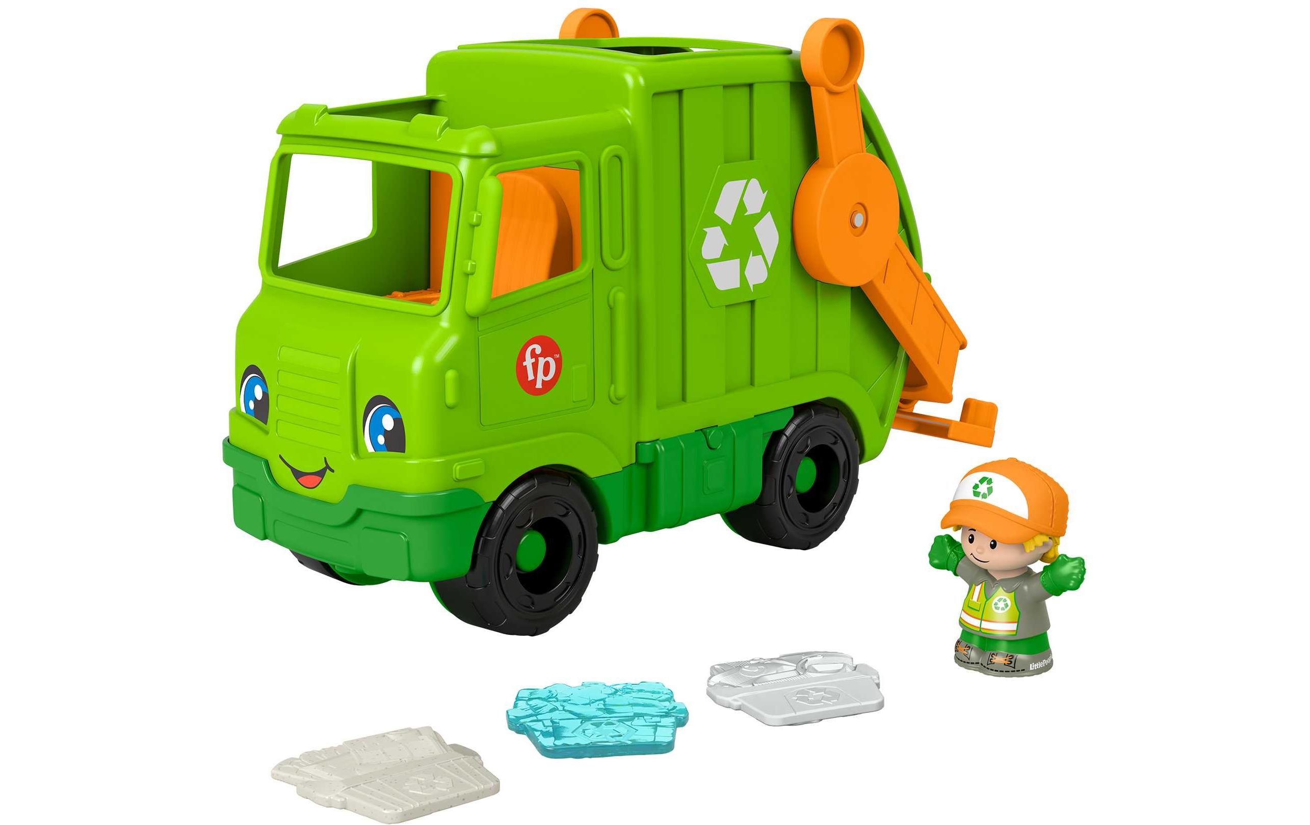 Fisher-Price Spielzeugfahrzeug Little People Recycling Müllwagen